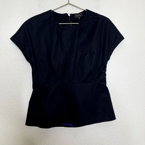 Aritzia T. Babaton Top Size 4 Black Peplum Zip Back Career Office Modern Classic - Picture 2 of 10